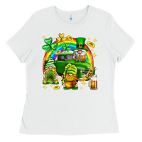 White St. Patrick's Day gnomies truck Ladies Tee - Neo Western