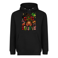 Black christmas believe afro messy bun Heavyweight Hoodie - texasbilliewilder