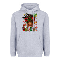 Heather Grey christmas believe afro messy bun Heavyweight Hoodie - texasbilliewilder