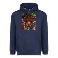 Navy christmas believe afro messy bun Heavyweight Hoodie - texasbilliewilder