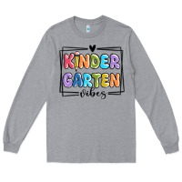 Heather Grey kinder garten vibes Long Sleeve Tee - MaliasSmallBusiness