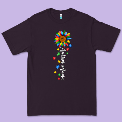 Autism Mama Sunflower White Premium Tee Designed By Jahusdesignshop
