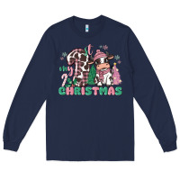 Navy my first christmas cow Long Sleeve Tee - MaliasSmallBusiness