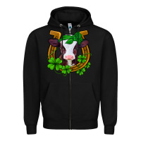 Black lucky horseshoe 4 leaf clover baby calf Zipper Hoodie - Jasminsmagicworld