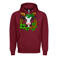 Burgundy lucky horseshoe 4 leaf clover baby calf Zipper Hoodie - Jasminsmagicworld