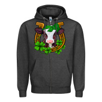 Charcoal Heather lucky horseshoe 4 leaf clover baby calf Zipper Hoodie - Jasminsmagicworld