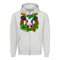 Dove Grey lucky horseshoe 4 leaf clover baby calf Zipper Hoodie - Jasminsmagicworld