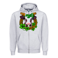 Heather Grey lucky horseshoe 4 leaf clover baby calf Zipper Hoodie - Jasminsmagicworld