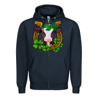 Navy lucky horseshoe 4 leaf clover baby calf Zipper Hoodie - Jasminsmagicworld