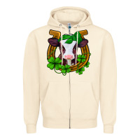 Lucky Horseshoe 4 Leaf Clover Baby Calf Zipper Hoodie | Teevron