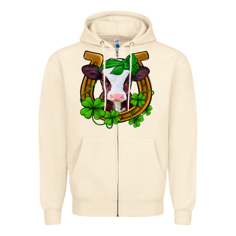 Lucky Horseshoe 4 Leaf Clover Baby Calf Zipper Hoodie by Jasminsmagicworld | Teevron