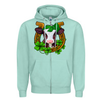 Seafoam lucky horseshoe 4 leaf clover baby calf Zipper Hoodie - Jasminsmagicworld