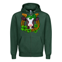 Sports Green lucky horseshoe 4 leaf clover baby calf Zipper Hoodie - Jasminsmagicworld
