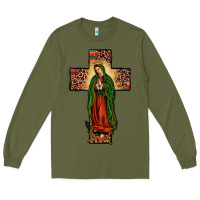 Army Green our lady of guadalupe cros Long Sleeve Tee - JahusDesignShop