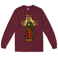 Burgundy our lady of guadalupe cros Long Sleeve Tee - JahusDesignShop