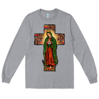 Heather Grey our lady of guadalupe cros Long Sleeve Tee - JahusDesignShop
