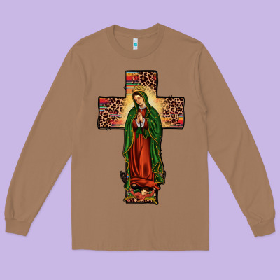 Our Lady Of Guadalupe Cros Long Sleeve Tee Designed By Jahusdesignshop