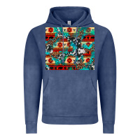 Vintage Denim aztec leopard cowhide turquoise Vintage Hoodie - BarkalooDesign