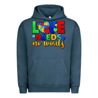 Pigment Midnight Navy Love needs no words Urban Hoodie - FaDigitalArtStudio