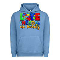 Pigment Pebble Blue Love needs no words Urban Hoodie - FaDigitalArtStudio