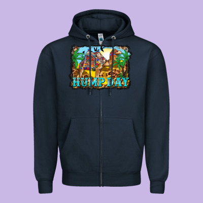Hump Day Camel And Desert Zipper Hoodie Designed By Barkaloodesign