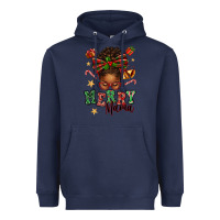 Navy merry mama afro messy bun Heavyweight Hoodie - texasbilliewilder