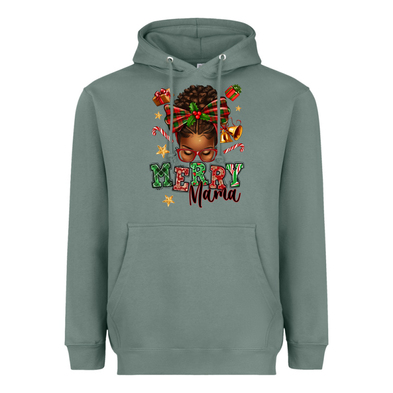 Merry Mama Afro Messy Bun Heavyweight Hoodie by texasbilliewilder | Teevron