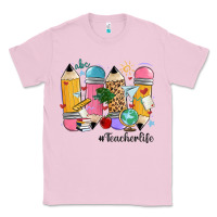 Bubblegum Pink teacher life pencils Classic Tee - MaliasSmallBusiness