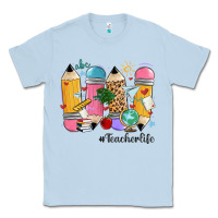 Dusty Blue teacher life pencils Classic Tee - MaliasSmallBusiness