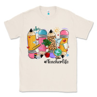 Natural teacher life pencils Classic Tee - MaliasSmallBusiness