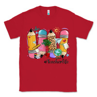 Red teacher life pencils Classic Tee - MaliasSmallBusiness