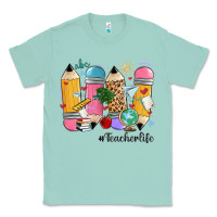 Seafoam teacher life pencils Classic Tee - MaliasSmallBusiness