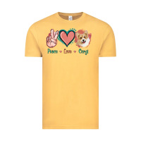 Vintage Mustard Peace Love Corgi Vintage Tee - Jasminsmagicworld