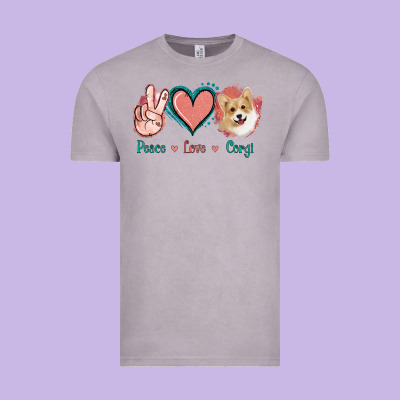 Peace Love Corgi Vintage Tee Designed By Jasminsmagicworld