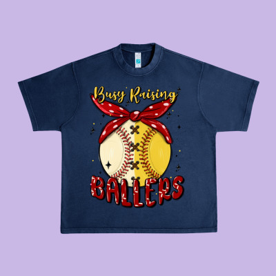 Busy Raising Ballers Malia Urban Heavy Tee Designed By Maliassmallbusiness