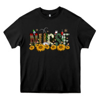 Black christmas nurse sunflower Heavy Core Tee - FaDigitalArtStudio