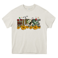 Cream christmas nurse sunflower Heavy Core Tee - FaDigitalArtStudio