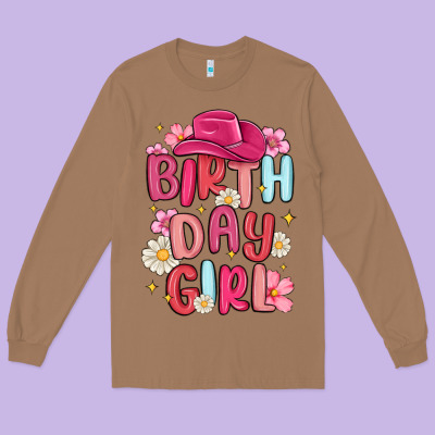 Birthday Girl Long Sleeve Tee Designed By Maliassmallbusiness