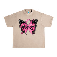 French Oak breast cancer ribbon  butterfly Urban Heavy Tee - MaliasSmallBusiness