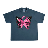 Midnight Navy breast cancer ribbon  butterfly Urban Heavy Tee - MaliasSmallBusiness