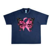 Navy breast cancer ribbon  butterfly Urban Heavy Tee - MaliasSmallBusiness