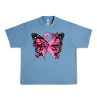 Pebble Blue breast cancer ribbon  butterfly Urban Heavy Tee - MaliasSmallBusiness