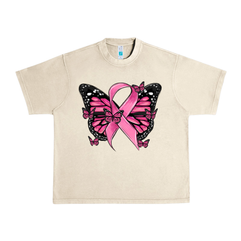 Breast Cancer Ribbon  Butterfly Urban Heavy Tee by MaliasSmallBusiness | Teevron