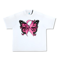 White breast cancer ribbon  butterfly Urban Heavy Tee - MaliasSmallBusiness
