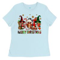 Baby Blue merry christmas buffalo gnomies Ladies Tee - FaDigitalArtStudio