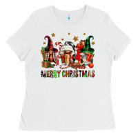 White merry christmas buffalo gnomies Ladies Tee - FaDigitalArtStudio