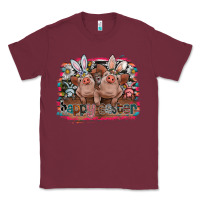 Burgundy Happy Easter Classic Tee - CowhideDigitalArt