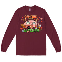 Burgundy camping is my kitchen Long Sleeve Tee - NancyCooperArtShop