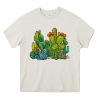 Cream watercolor cactus Heavy Core Tee - BarkalooDesign