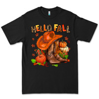 Black hello fall pumpkins  cowgirl  and roses Premium Tee - AdoDesignShop